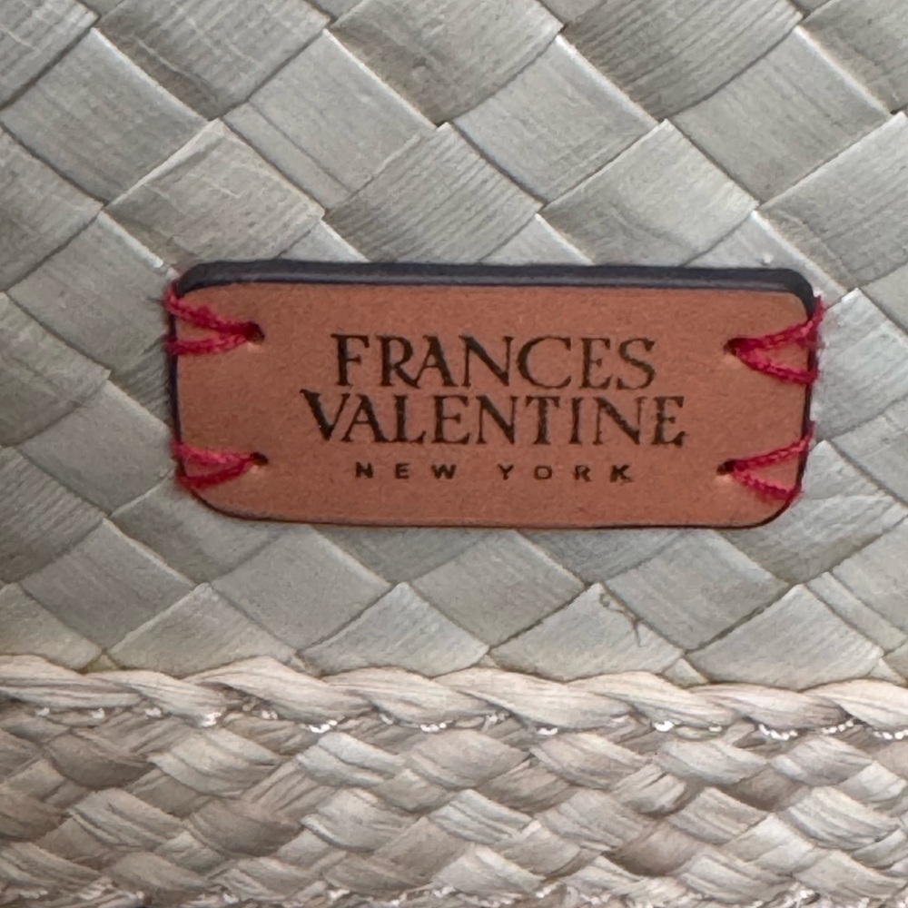 Frances Valentine Bamboo Handle Woven Tote Bag – Striped Interior - Picture 3 of 12